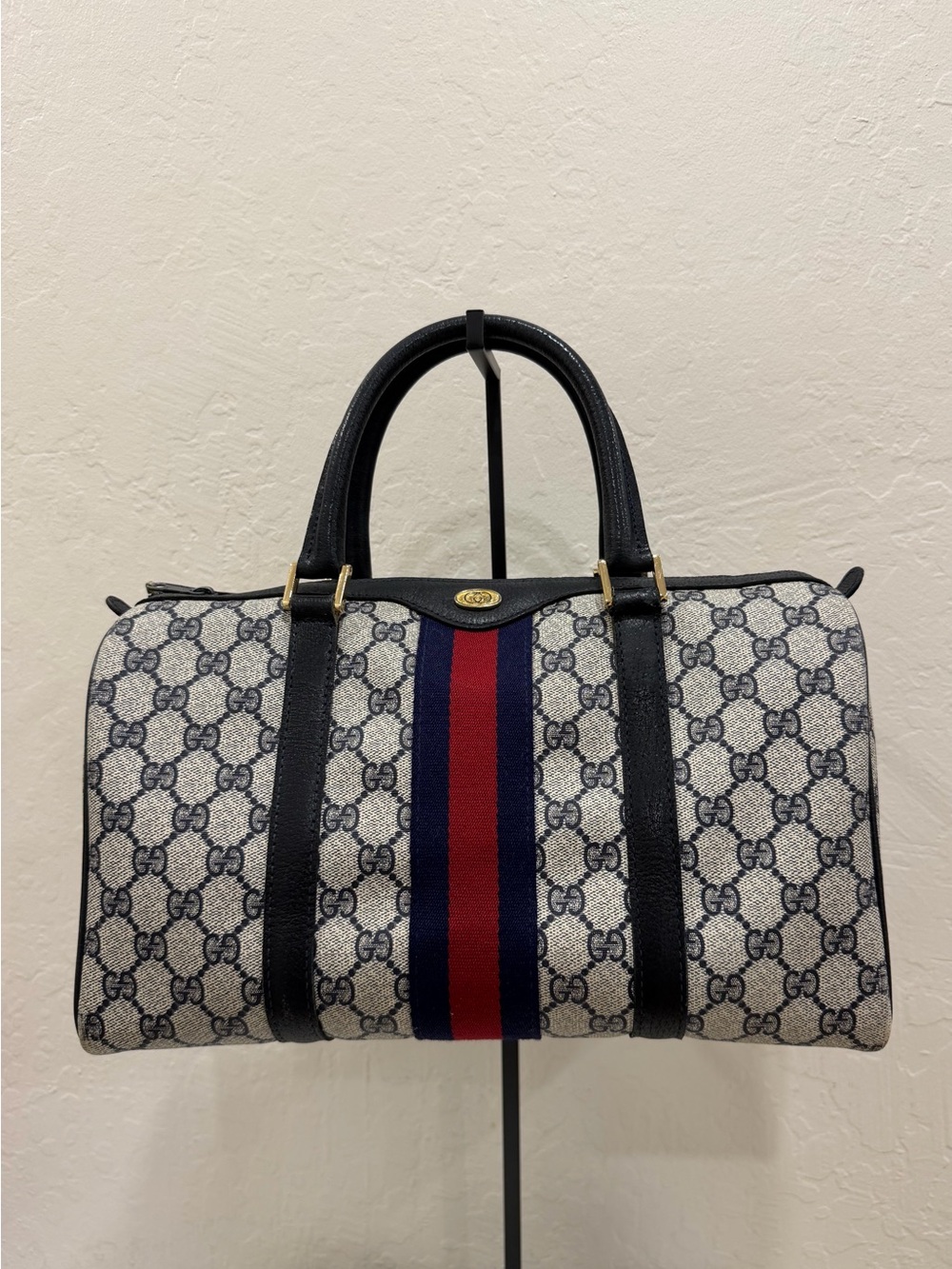 GUCCI GG Supreme Sherry Line Boston Bag PVC